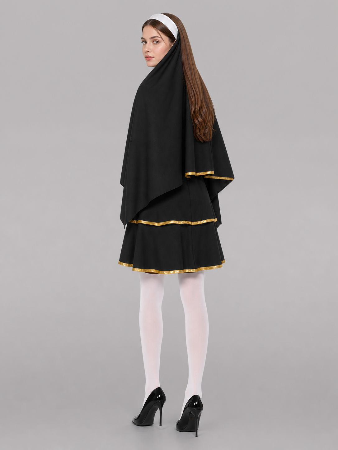 Black, White, and Gold Carnival Cloak with Cape