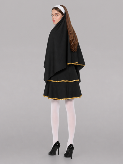 Black, White, and Gold Carnival Cloak with Cape