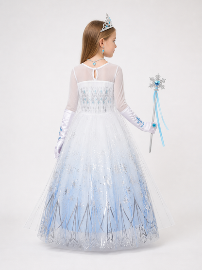 Snow Queen Carnival Costume for Halloween and Cosplay back view