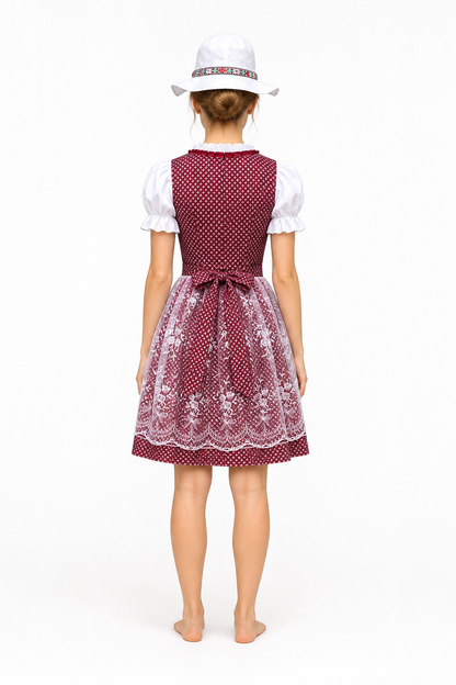 Bavarian Dress with Corset, Apron, and Hat back view