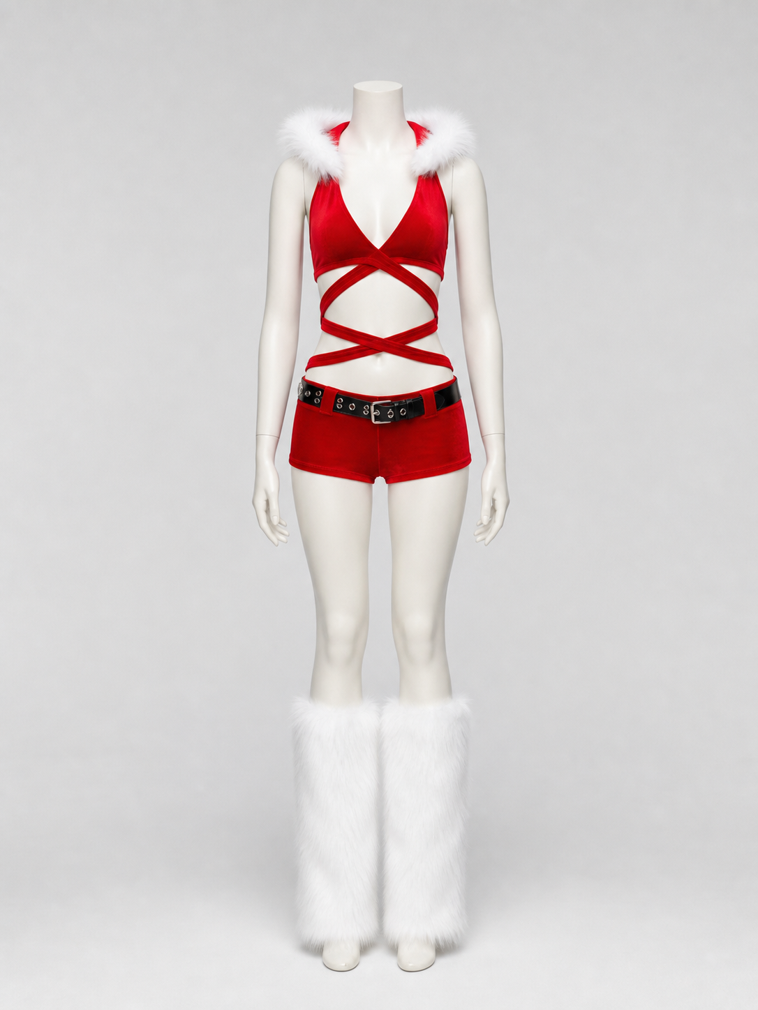 New Year's Costume with Top and Shorts, Red and White back view