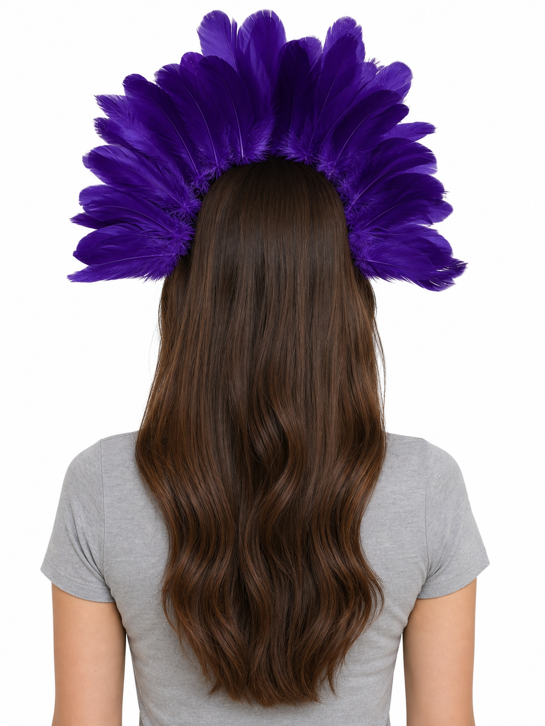 Purple Feathered Carnival Mask Headpiece product view 23