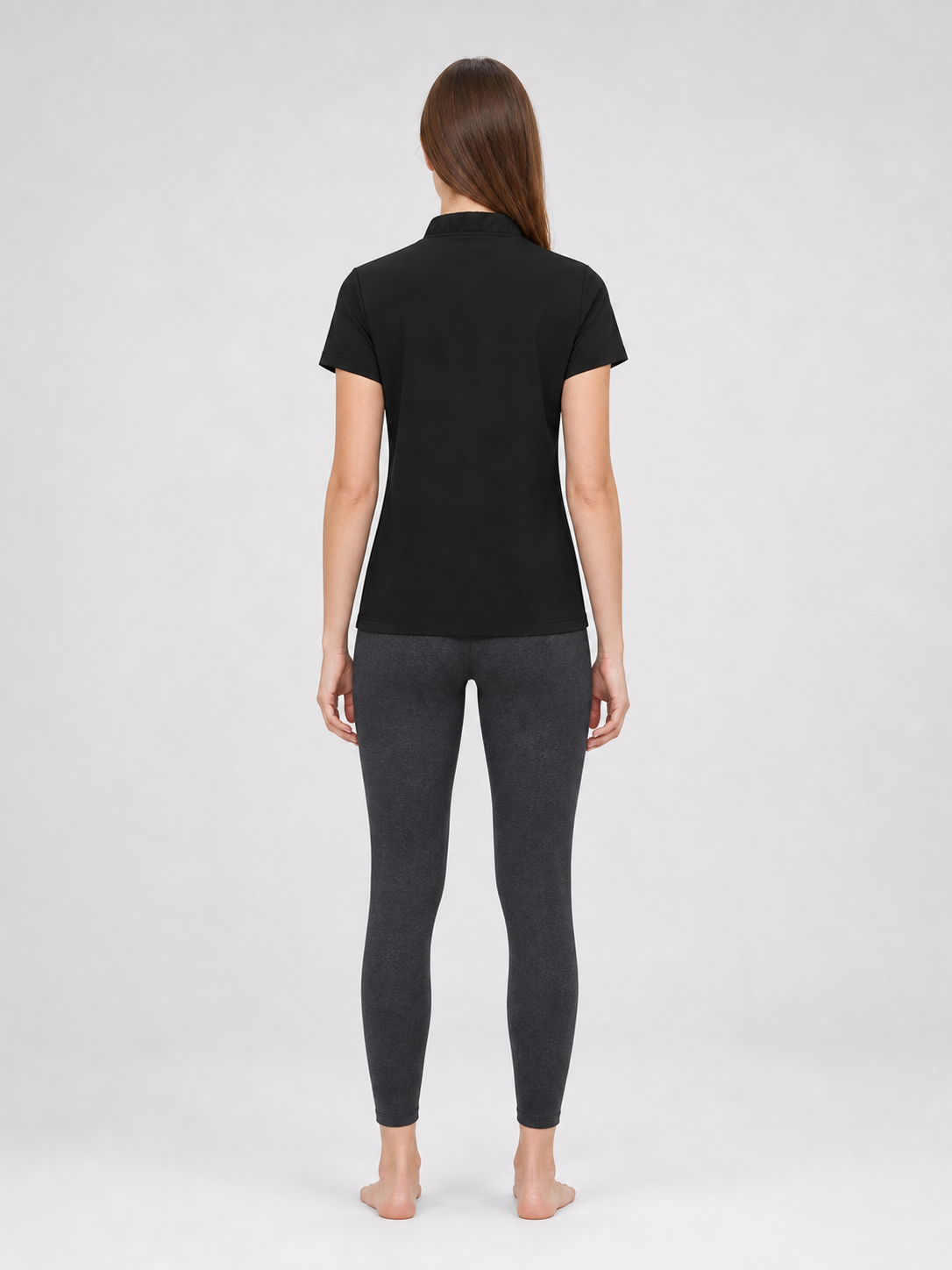 Black Cosplay T-Shirt with Stand-Up Collar