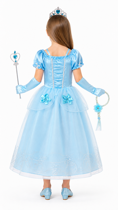 Children’s Cinderella costume with crown and dress back view