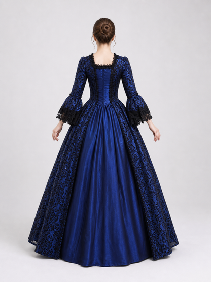 Gothic Historical Dress with Flared Sleeves