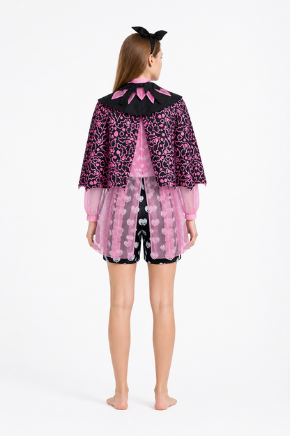 Monster High Cosplay Costume with Cape and Bow back view