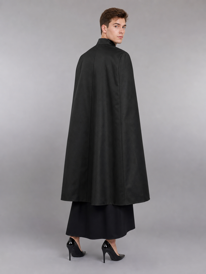 Long Black Robe with Collar and Buttons