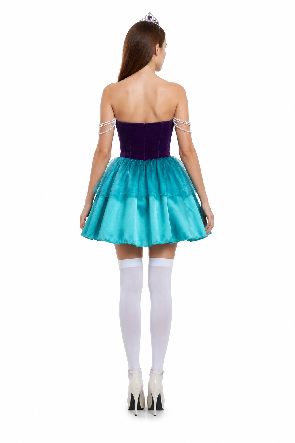Strapless Carnival Dress with Tiered Skirt back view
