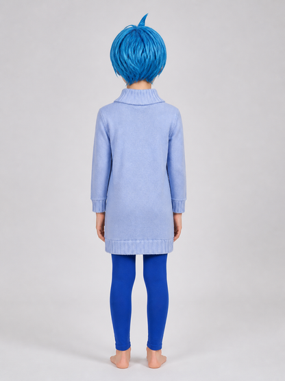 Blue Short Cosplay Wig, Voluminous, with Bangs back view