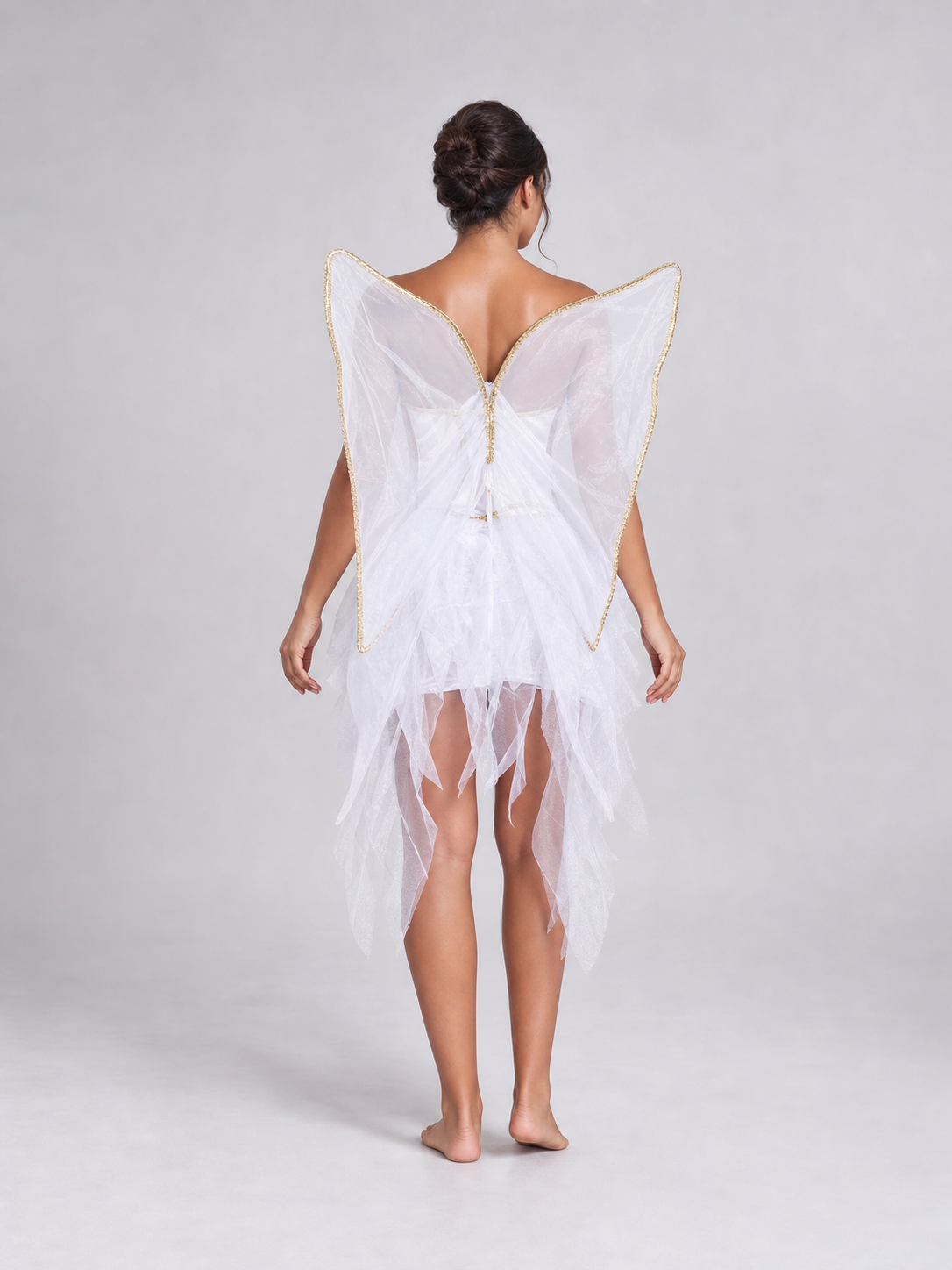 White-and-Gold Angel Costume with Wings and Halo