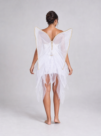 White-and-Gold Angel Costume with Wings and Halo