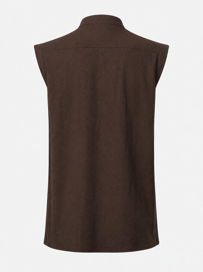 Halloween Sleeveless Lace-Up Vest with Stand Collar