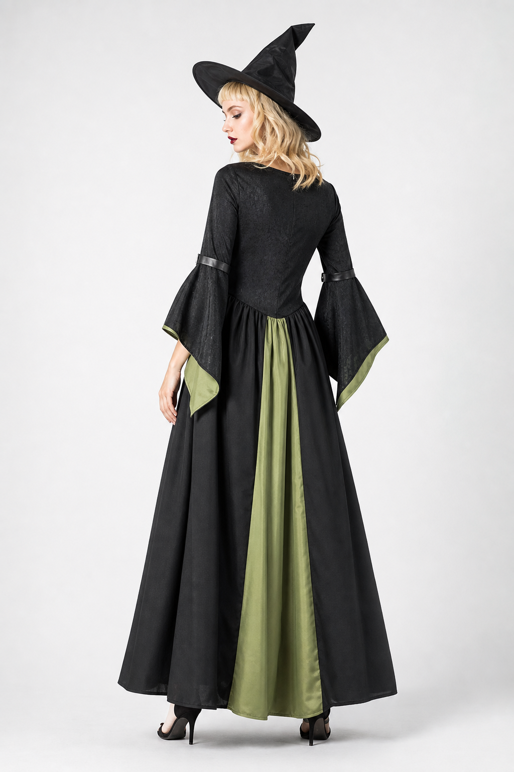 Long Witch Costume Dress for Halloween with Hat