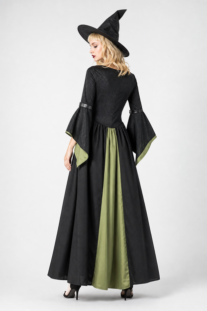 Long Witch Costume Dress for Halloween with Hat