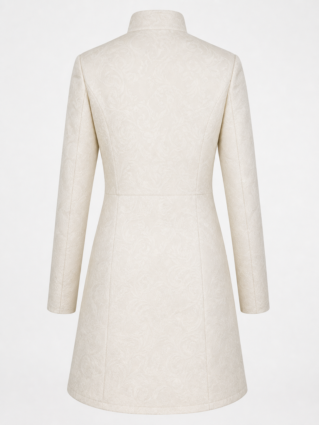 Vintage Jacquard Coat with Stand Collar