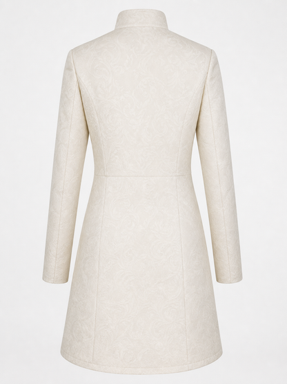 Vintage Jacquard Coat with Stand Collar
