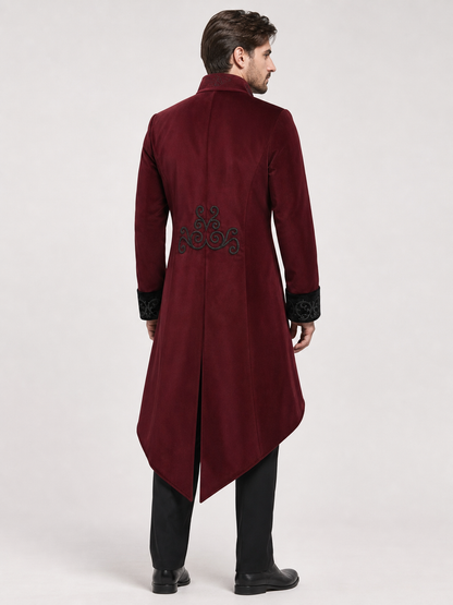 Carnival Long Embroidered Cloak, Burgundy