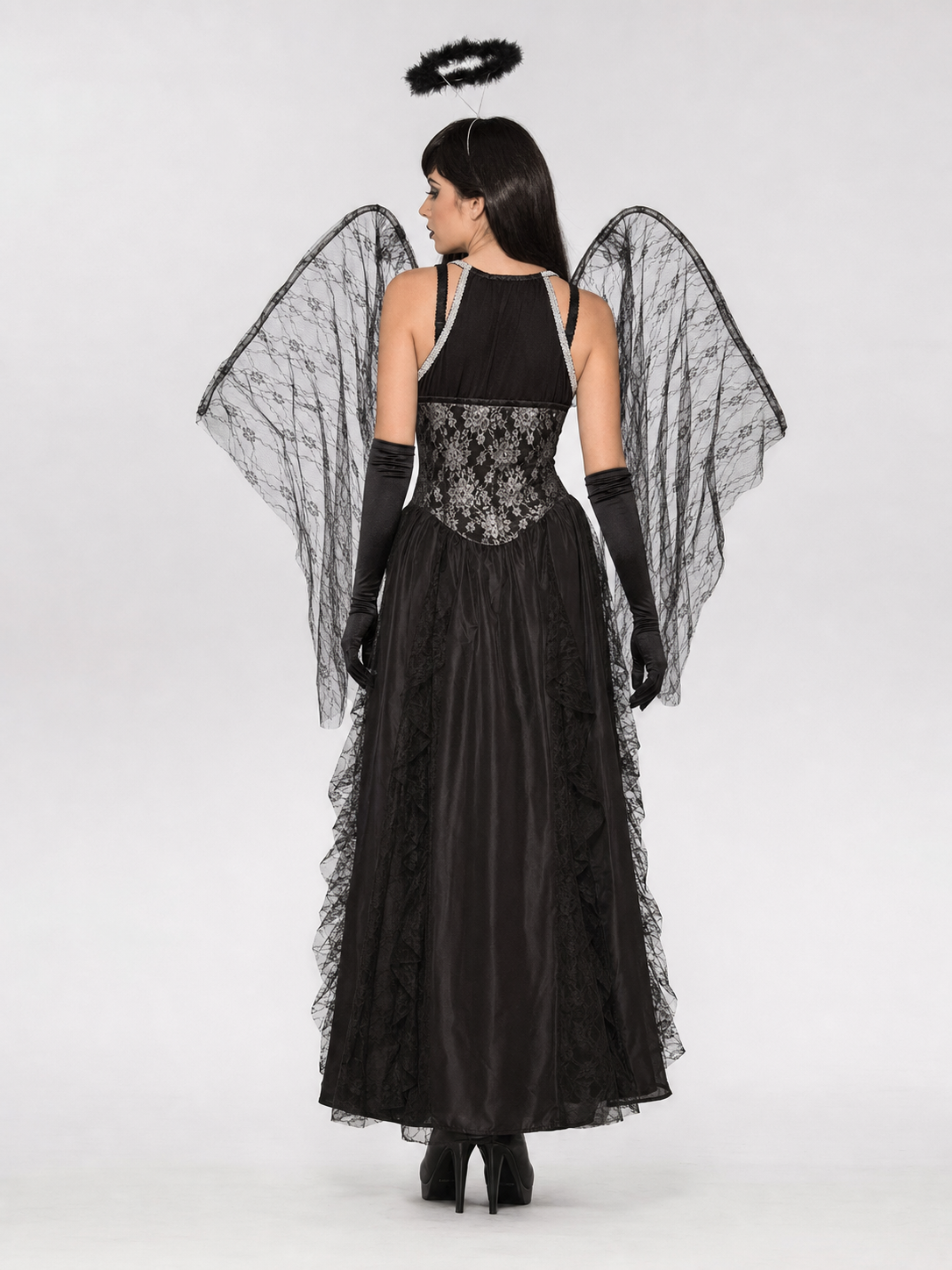 Gothic Angel Halloween Costume with Wings
