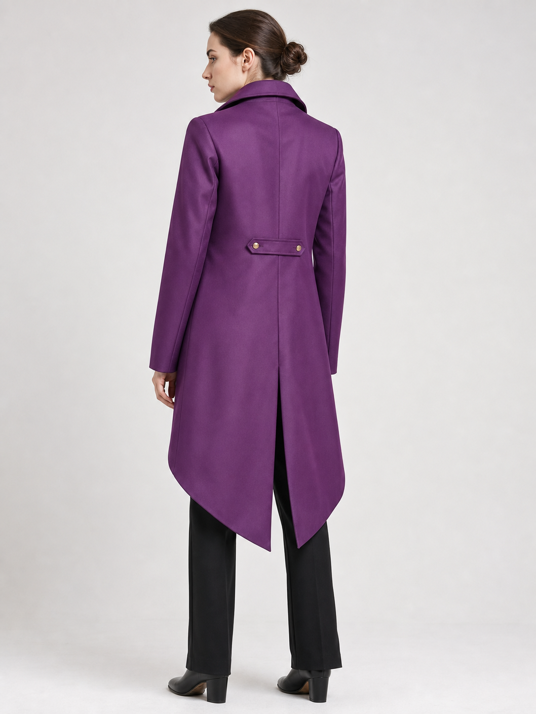 Purple carnival tailcoat with gold buttons
