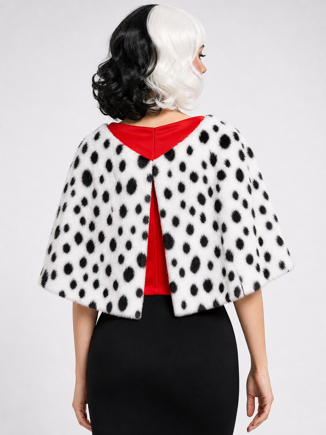 Cruella Halloween Costume with Wig and Cape