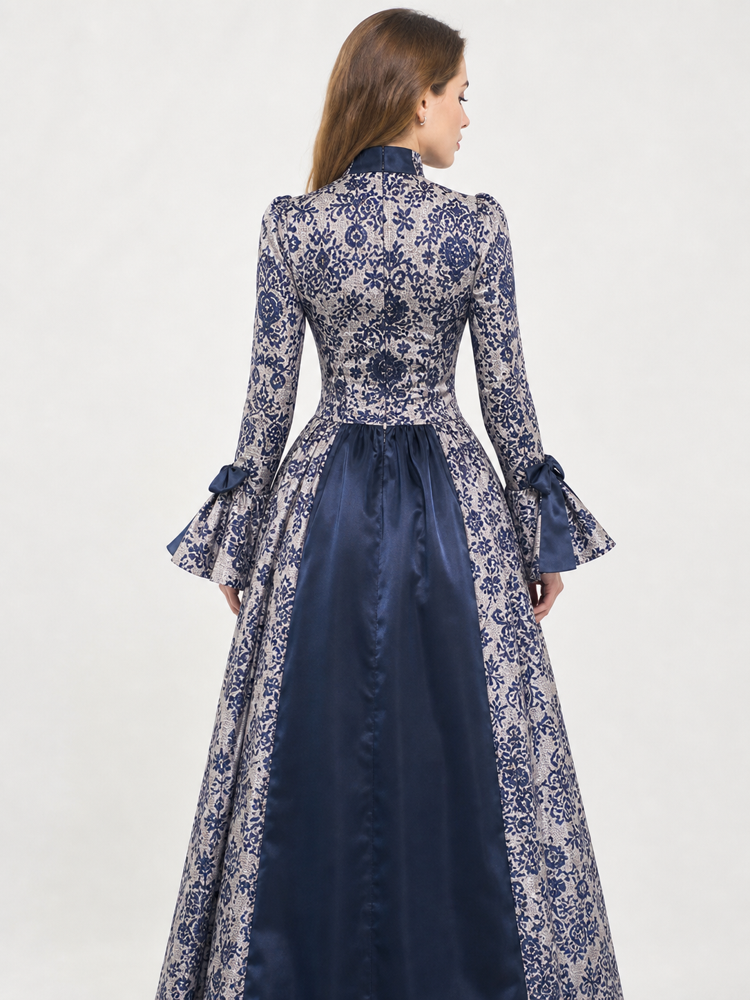 Vintage Printed Dress, Long Sleeves, Flared Silhouette