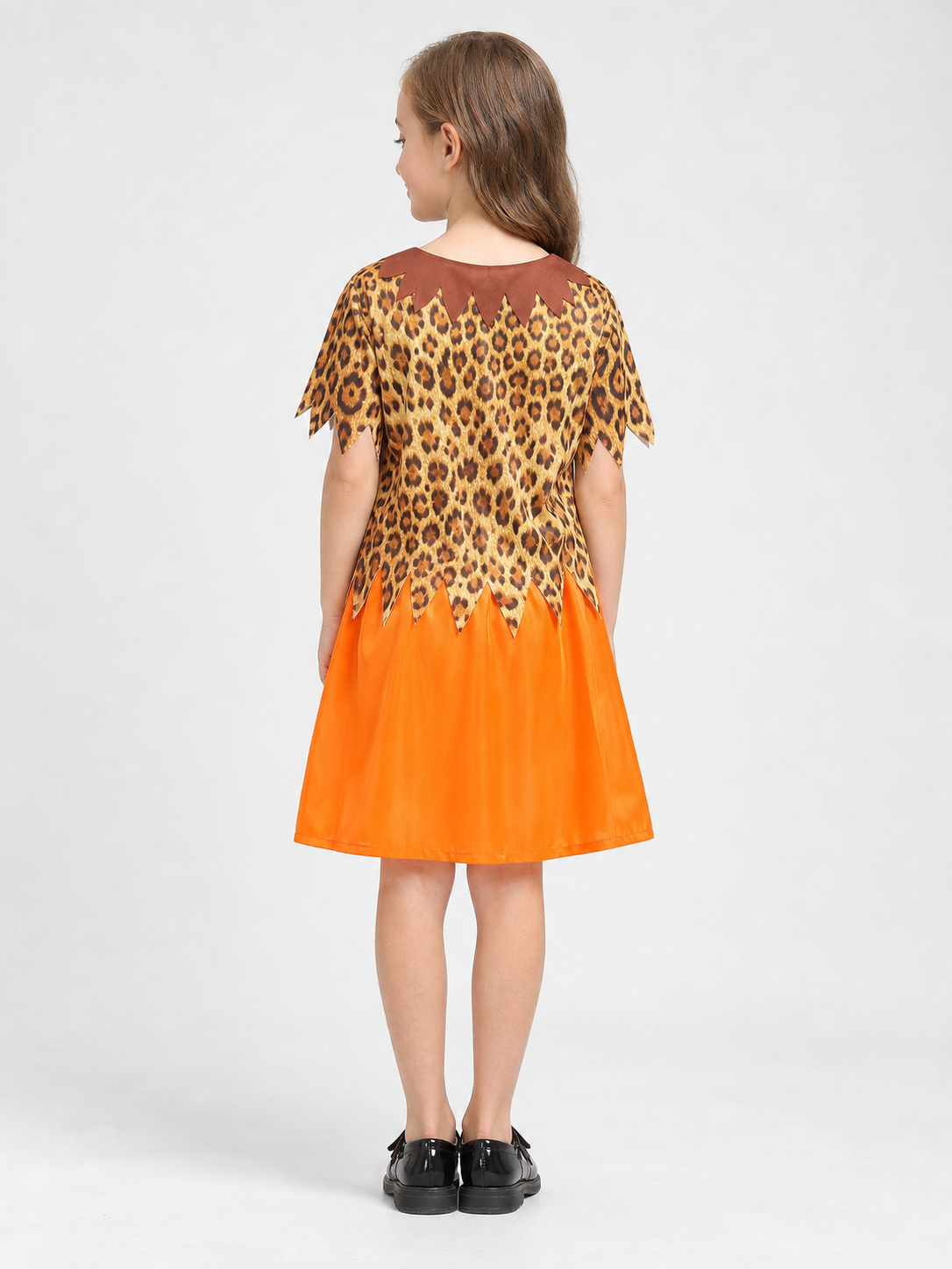 Kids' Caveperson Costume with Leopard-Print Top