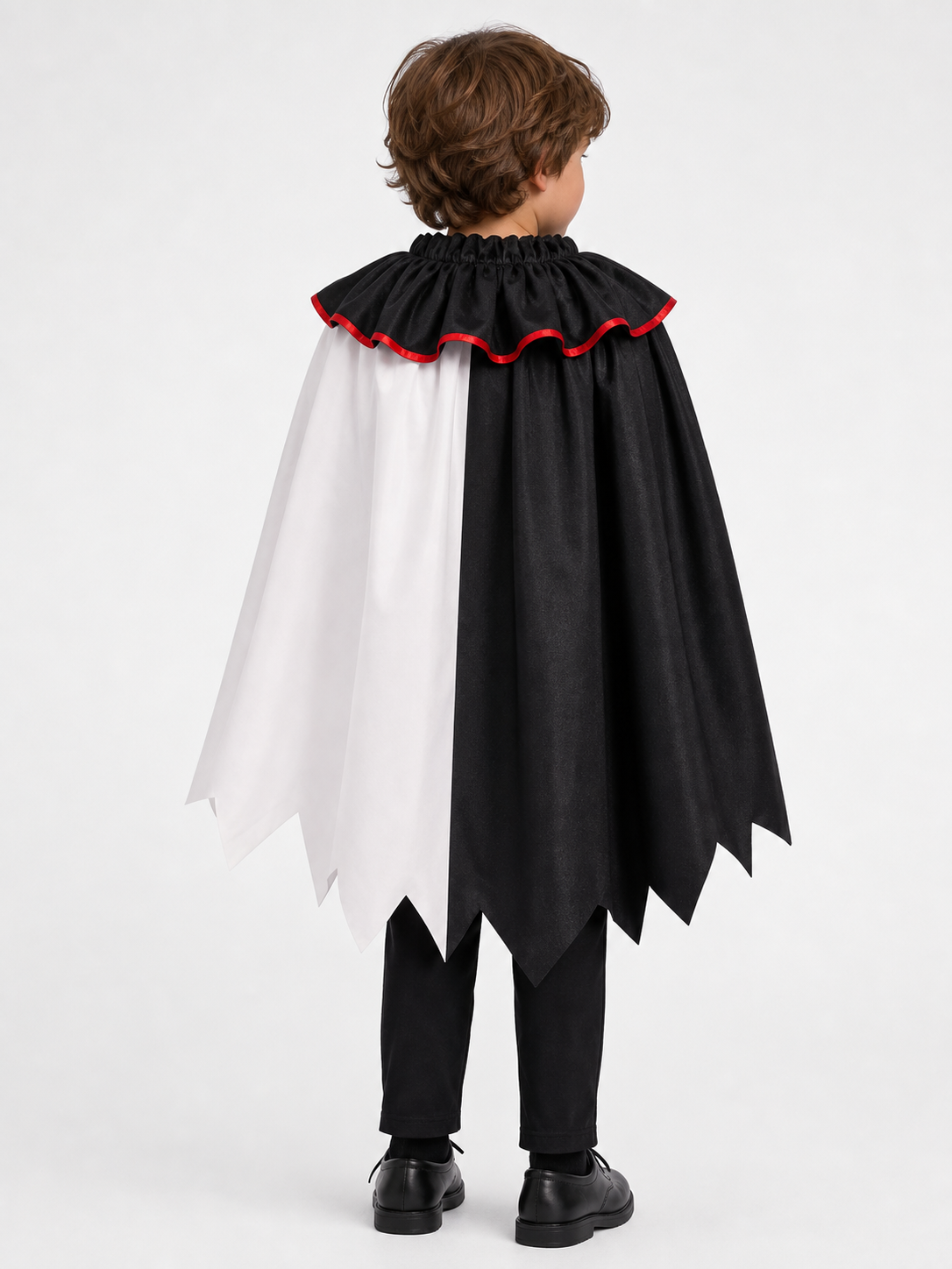Horror Clown Cape, Black and White with Red Trim