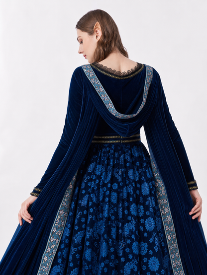 Queen cosplay costume with hood and cape