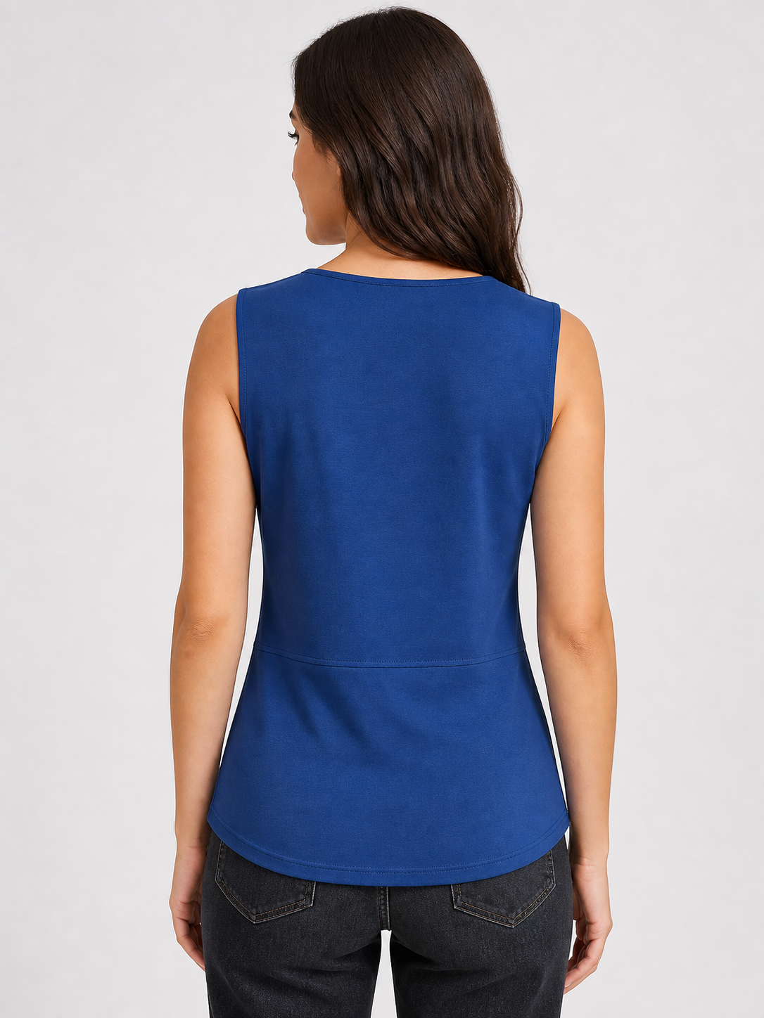 Dark Navy Lace-Up Corset Vest with a V-Neck