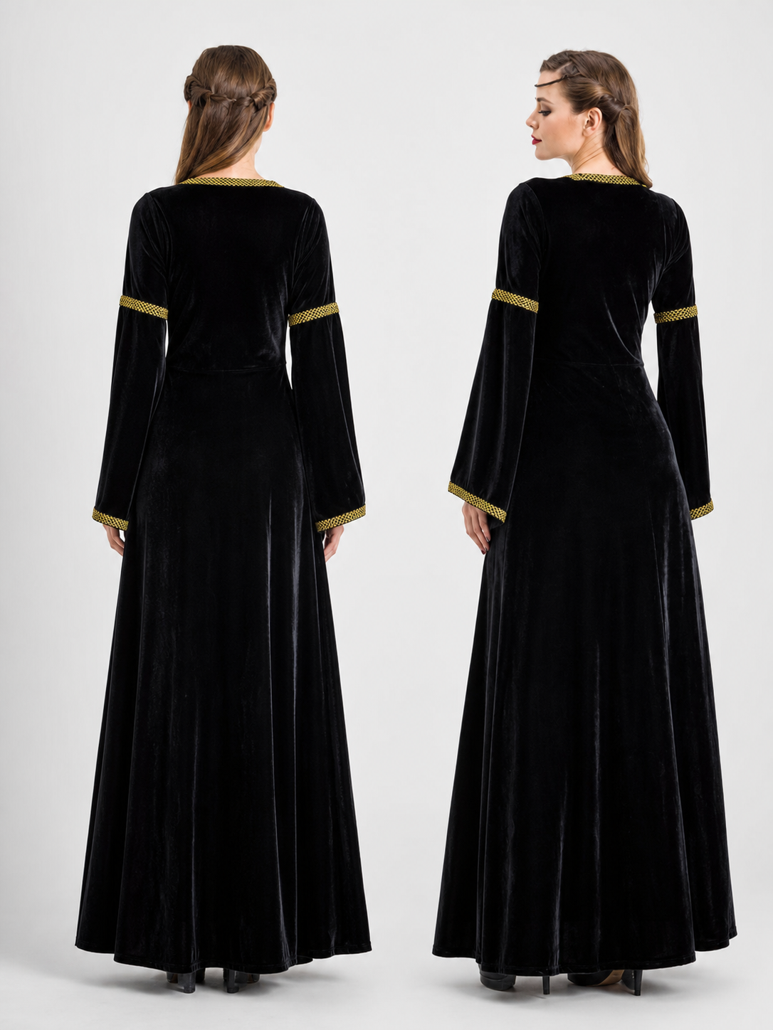 Long Medieval Carnival Dress with Lace-Up Front