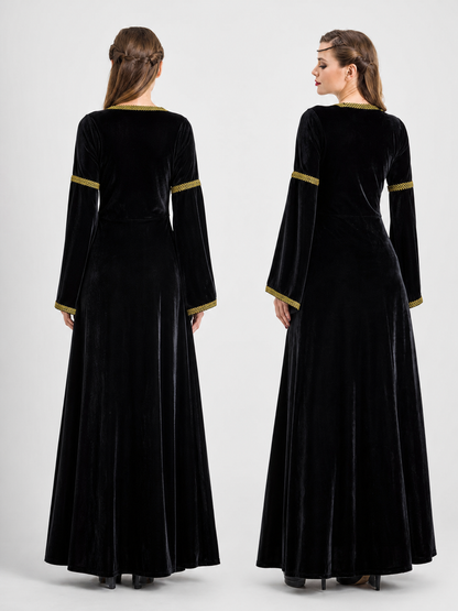 Long Medieval Carnival Dress with Lace-Up Front