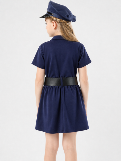 Children’s police costume dress, cap, belt