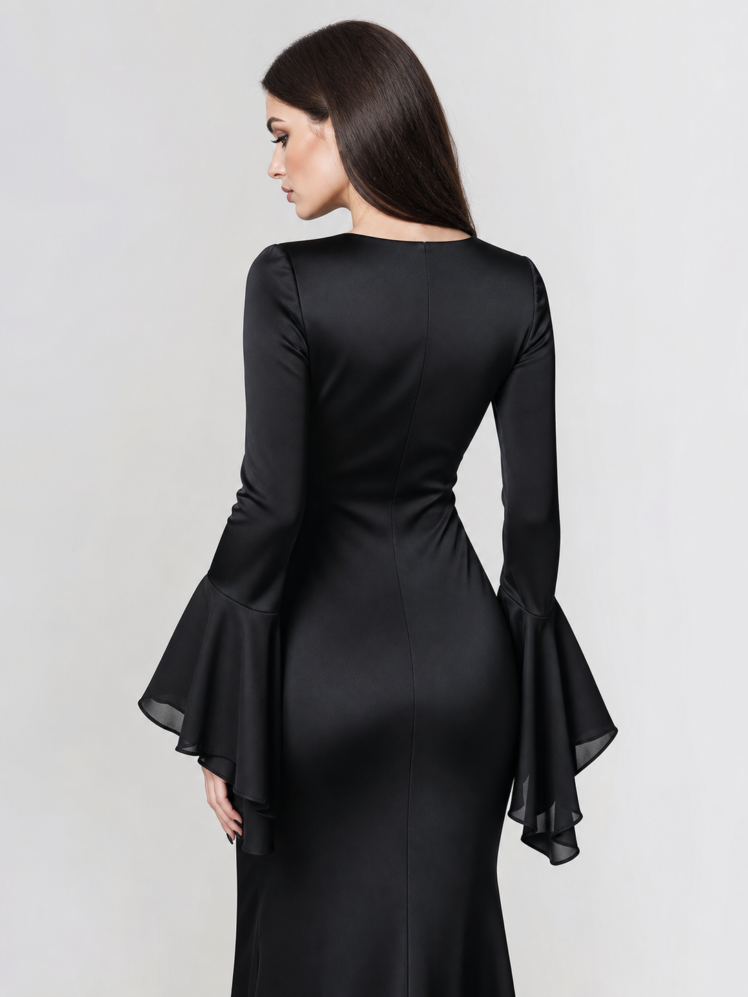 Black Gothic Floor-Length Evening Dress