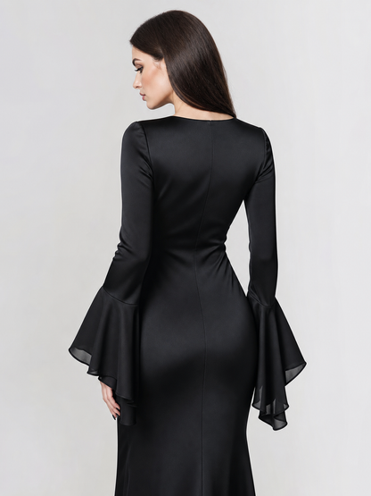 Black Gothic Floor-Length Evening Dress