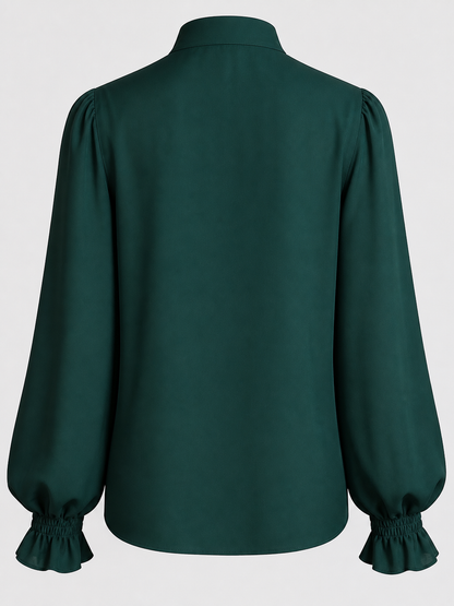 Vintage Ruffled Blouse, Dark Green