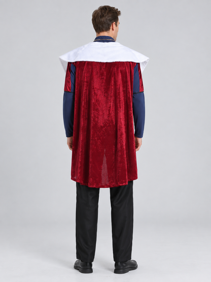 King Carnival Costume with Red Cape and Chain