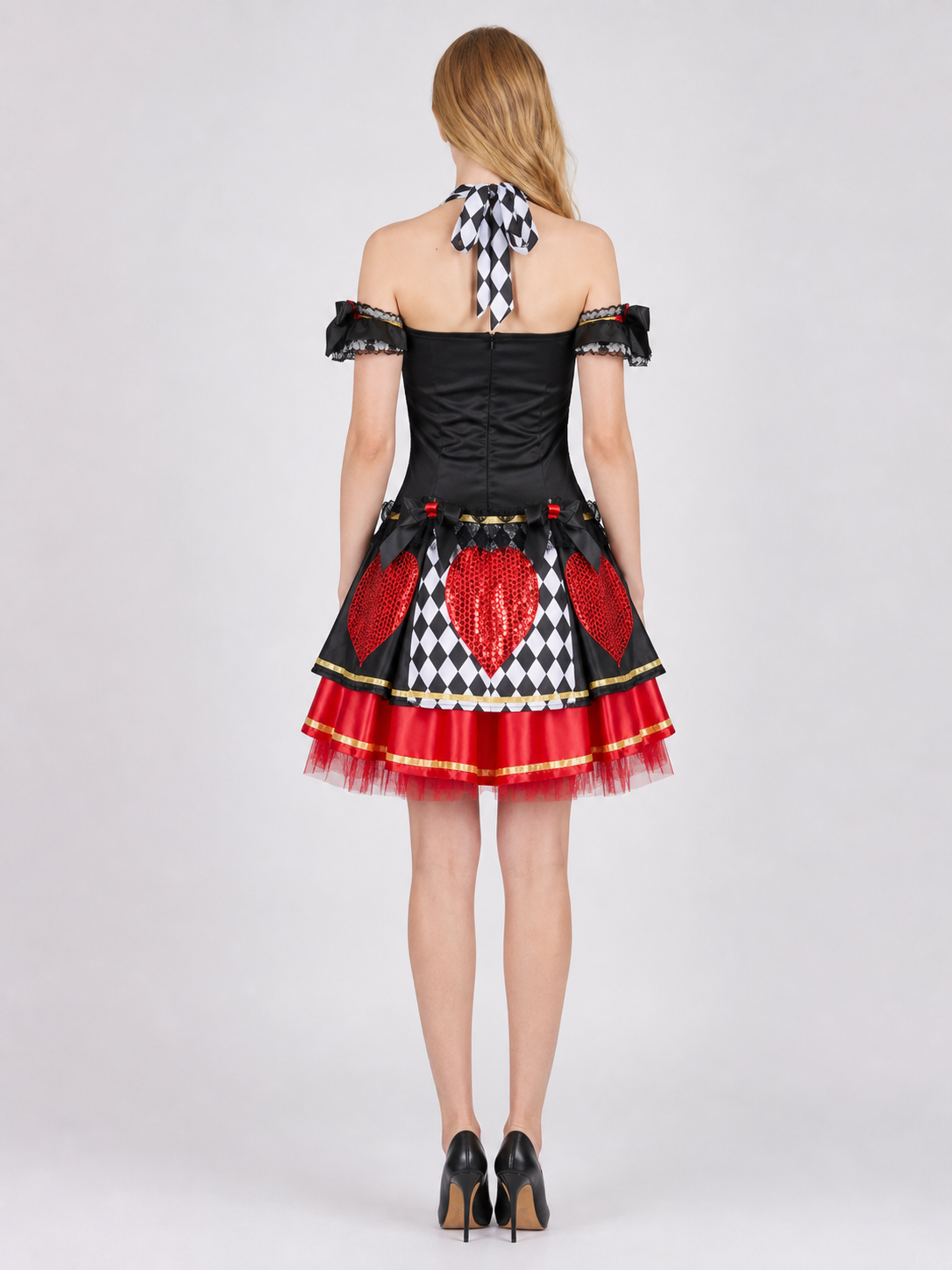 Stage costume with corset, bow, and skirt