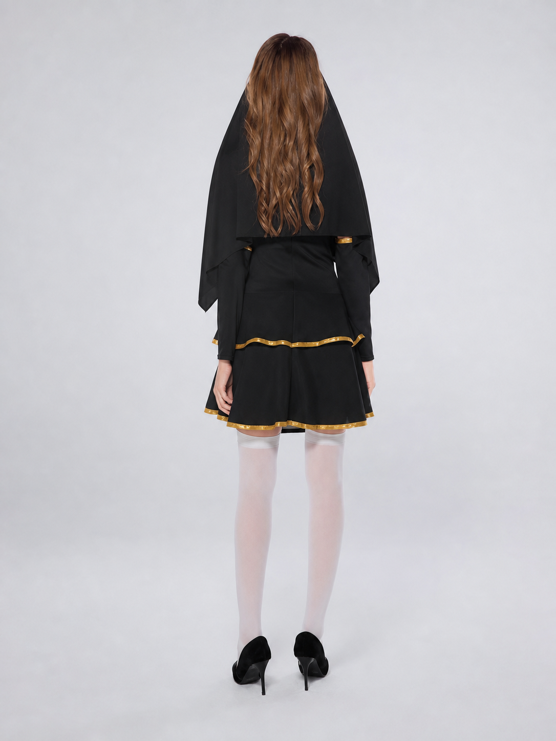 Gothic-Style Cosplay Costume with Veil