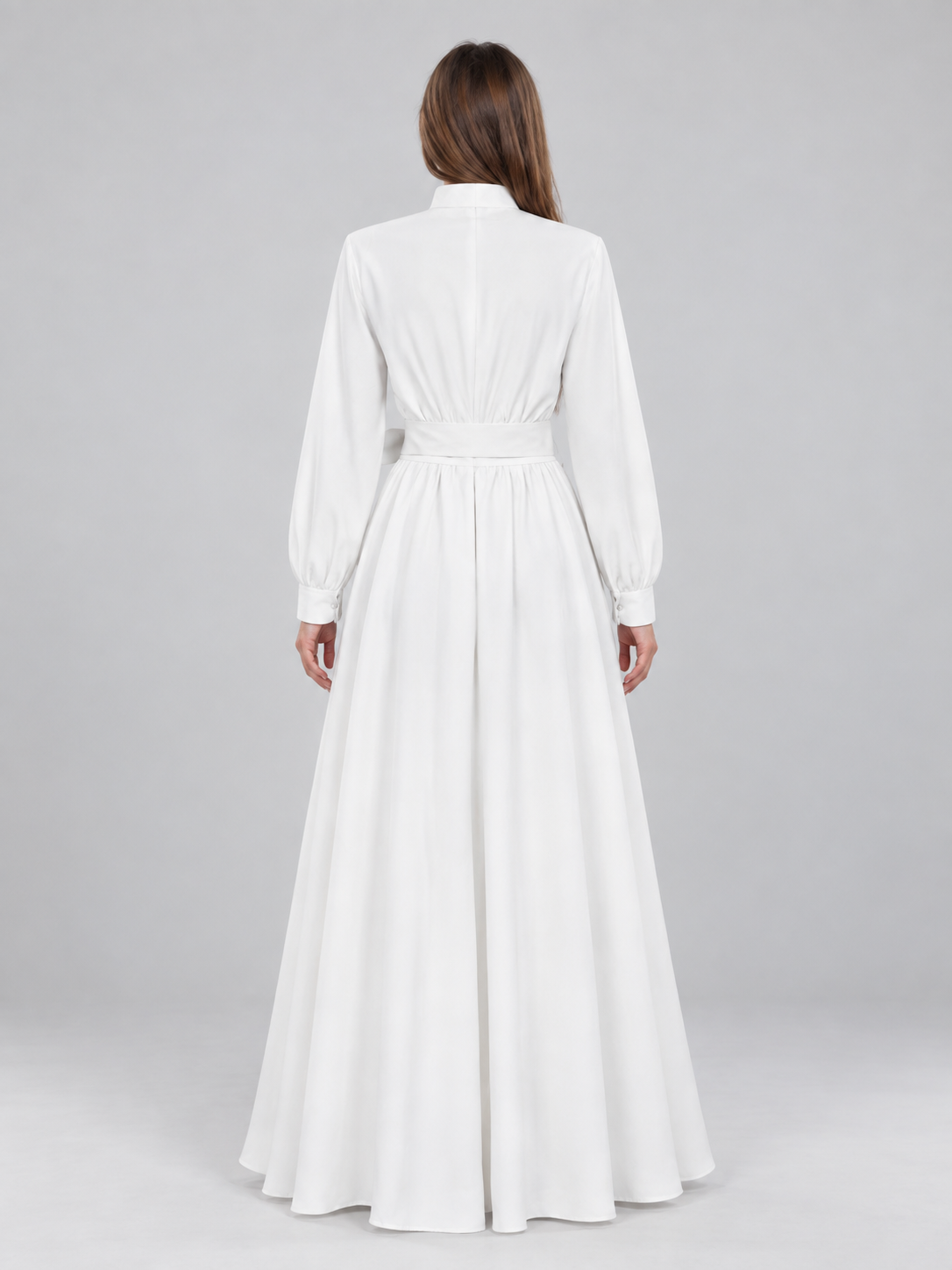 White nun costume made of linen and polyester with belt