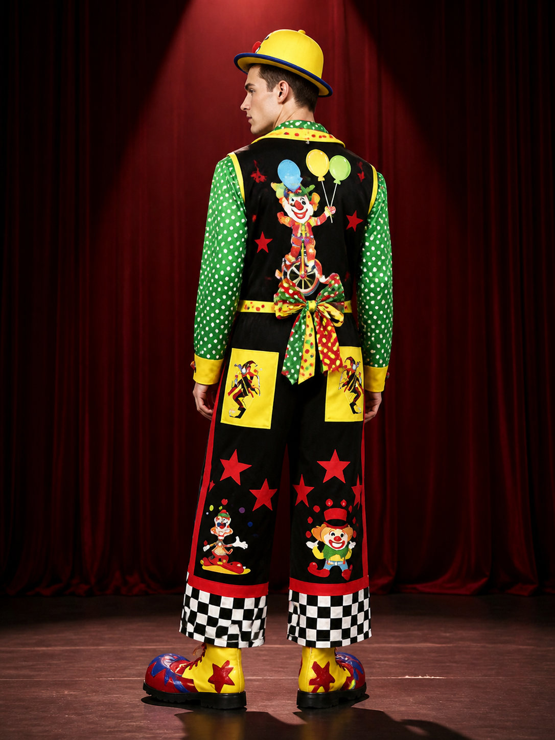 Clown Jumpsuit Costume for Masquerades and Performances back view