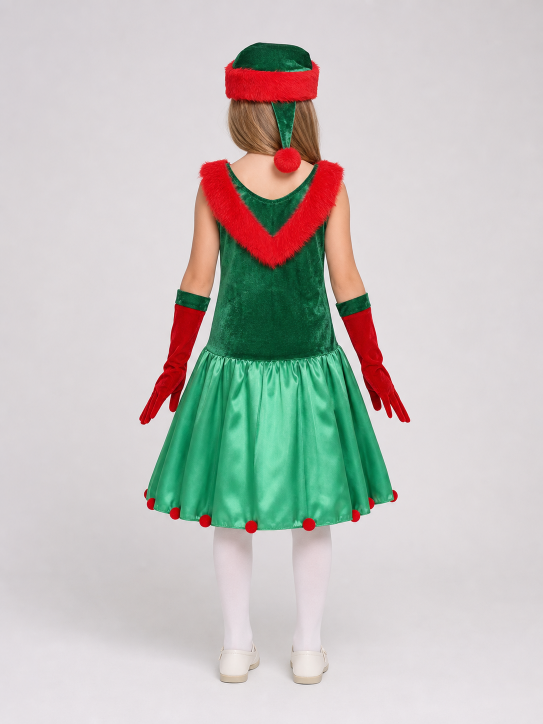Christmas Elf Costume: Dress, Hat, and Gloves
