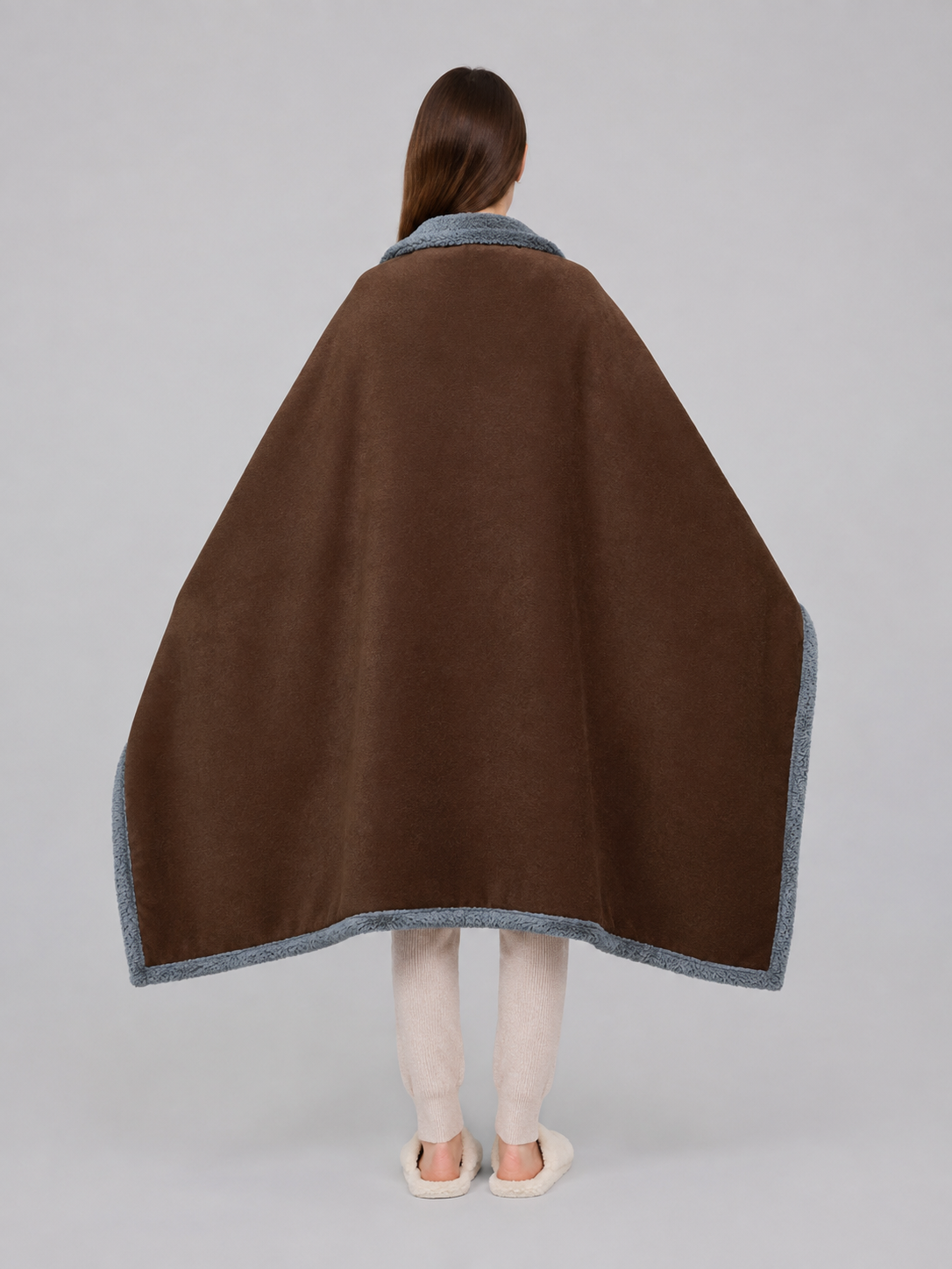 Reversible Pet Blanket, Brown and Gray back view