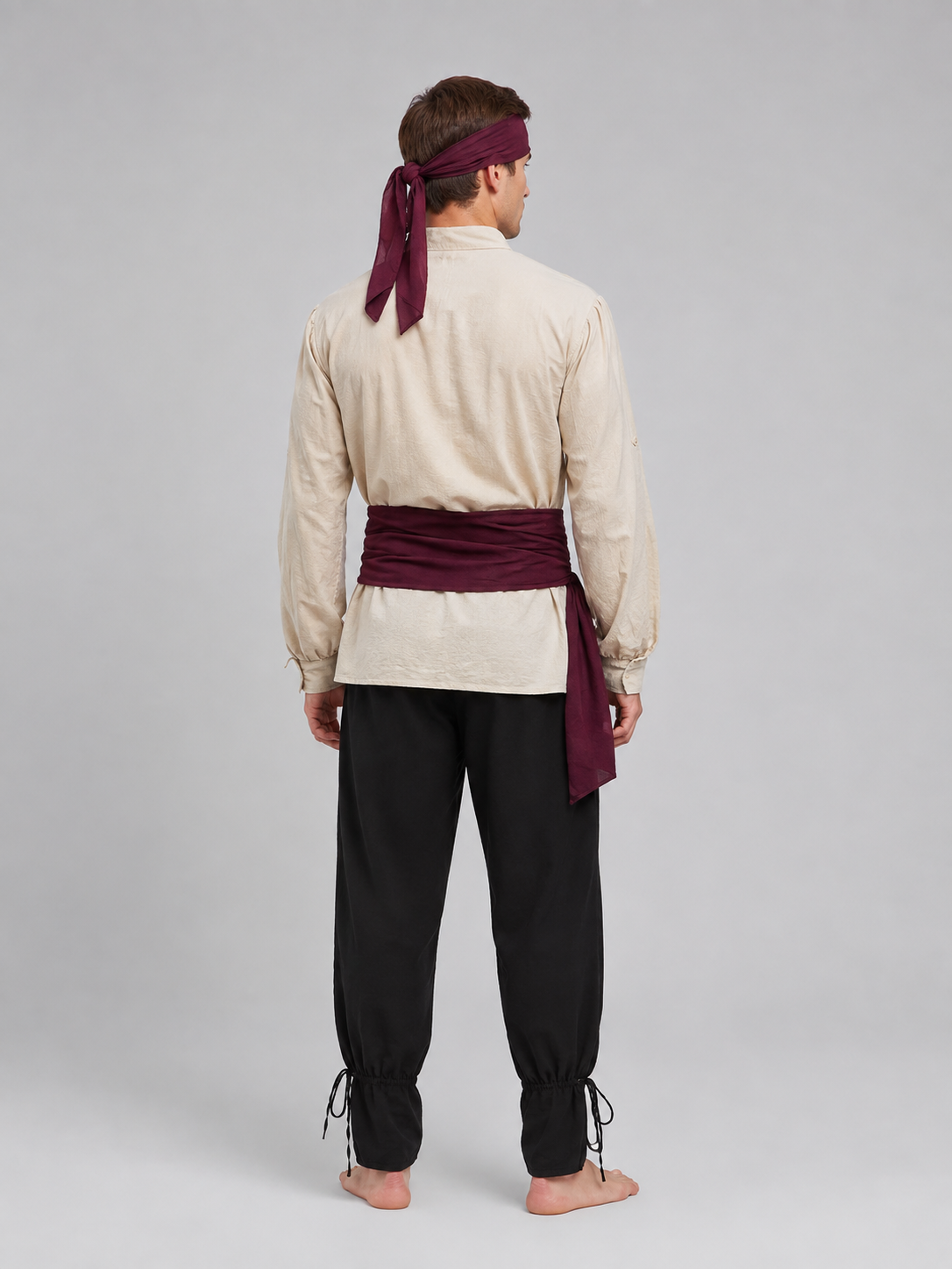 Men's Pirate Costume for Role-Playing, 8 Pieces back view