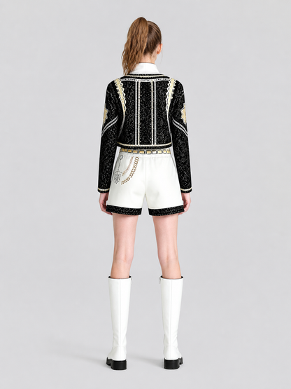 Children's Jacket and Shorts Costume in Black and Gold Style back view