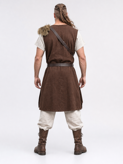 Long Brown Sleeveless Vest Tunic