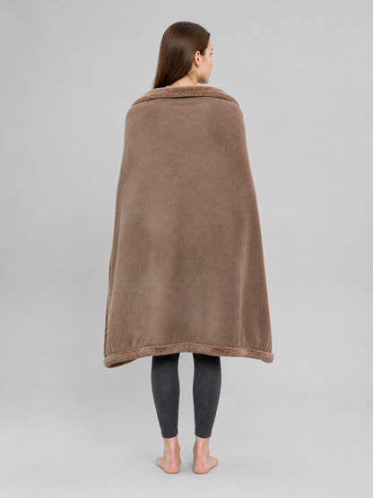 Reversible Pet Blanket, Beige and Brown back view