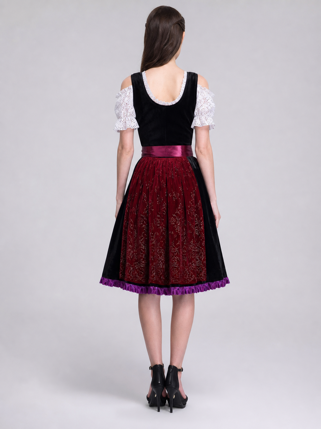 Retro-Style Dress with Bow and Floral Detail