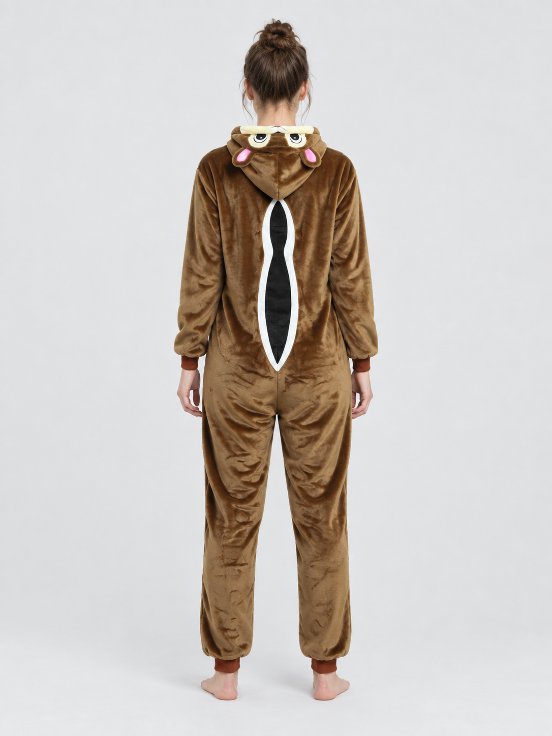 Brown Kigurumi Jumpsuit with Hood and Ears