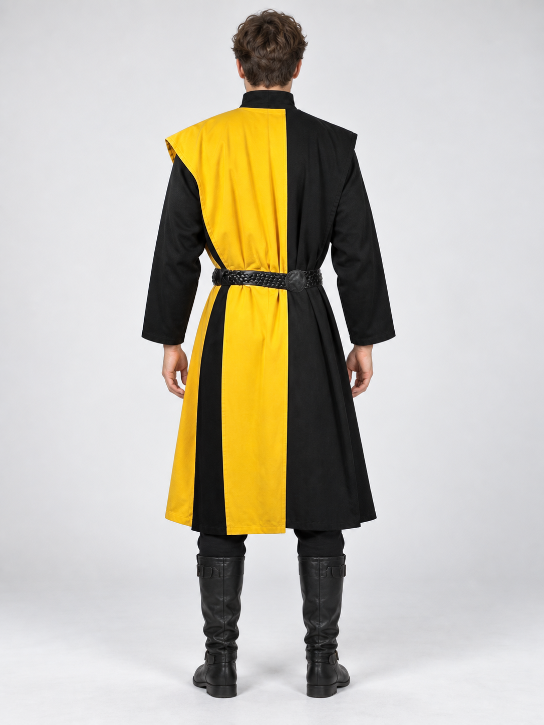 Yellow and Black Cosplay Costume with High Collar