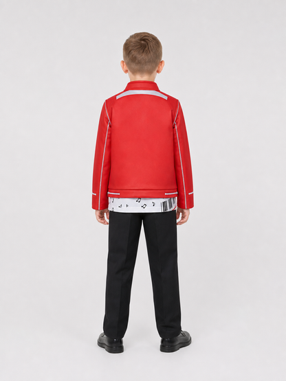 Children’s Michael Jackson-style costume, red jacket, 3-piece back view